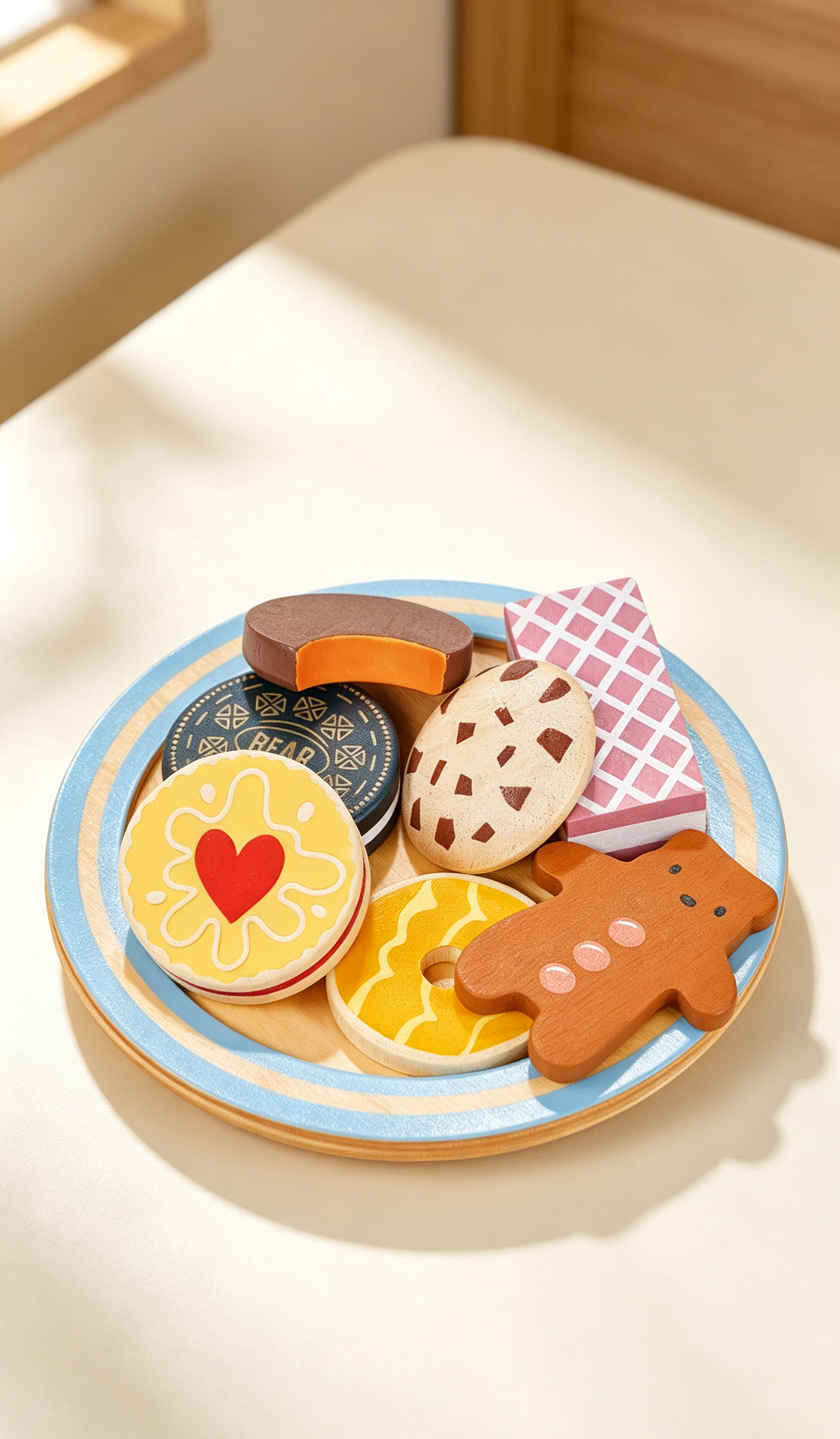 Wooden Teatime Biscuit Plate Pretend Play Set