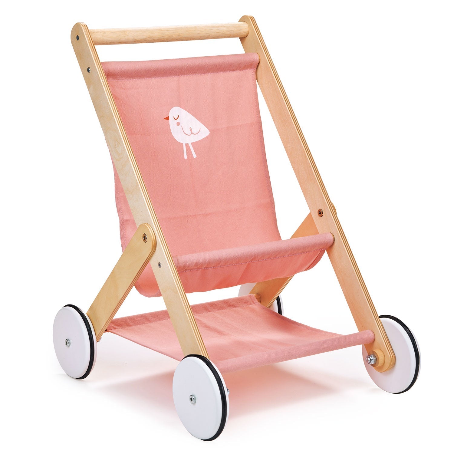Wooden Baby Doll Stroller for Pretend Play