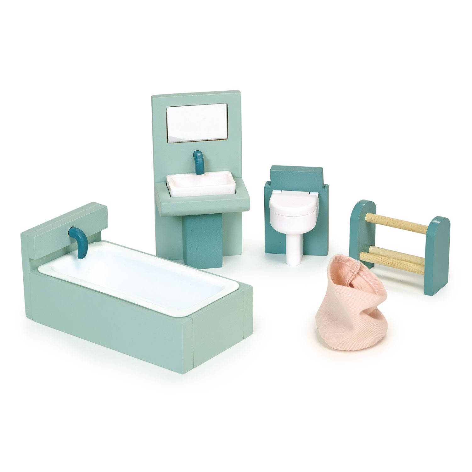 Wooden Dollhouse Bathroom Room Furniture Set