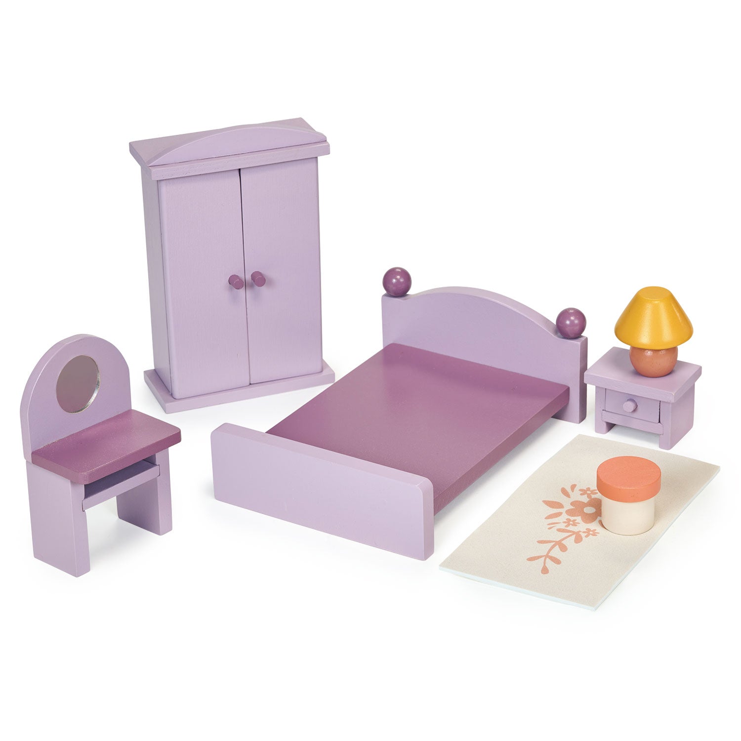 Wooden Dollhouse Bedroom Room Furniture Set