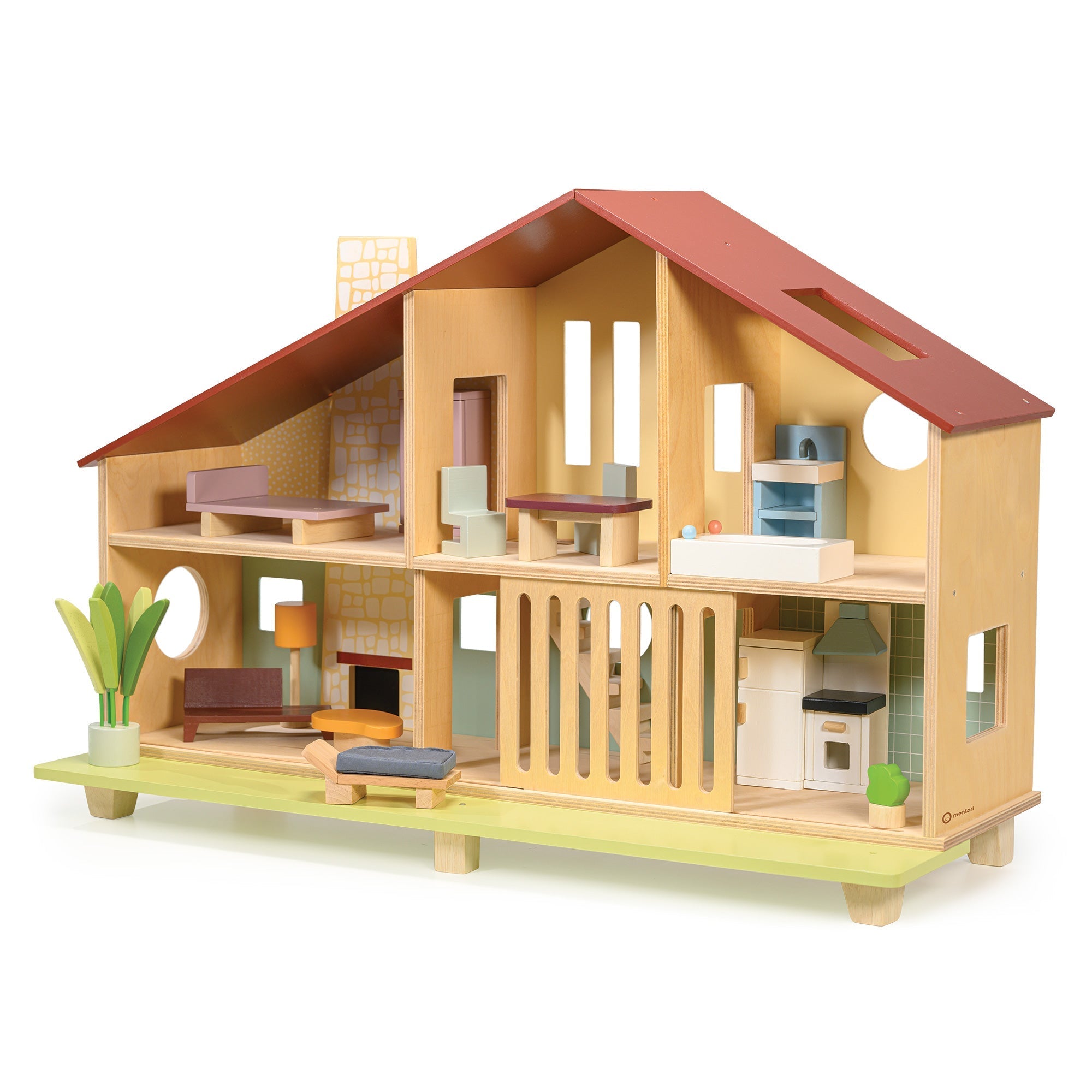Cedar Chalet Modernist Wooden Dollhouse for Kids