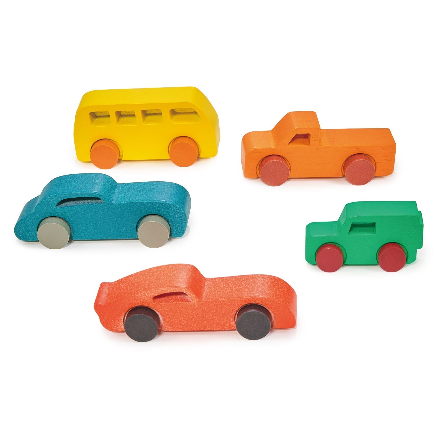 Wooden Colorful Car Assortment Set for Toddlers