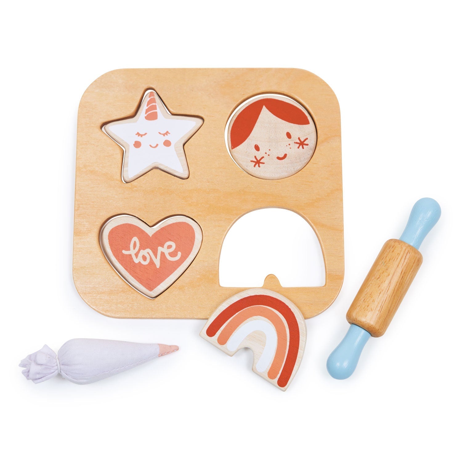 Wooden Cookie Cutting Pretend Play Baking Set