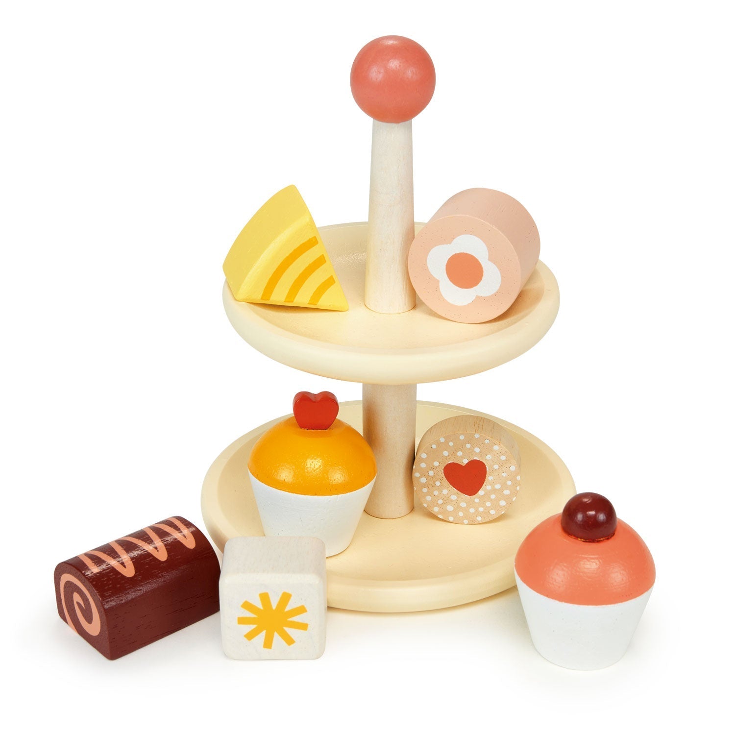 Wooden Cupcake Stand Pretend Bakery Play Set