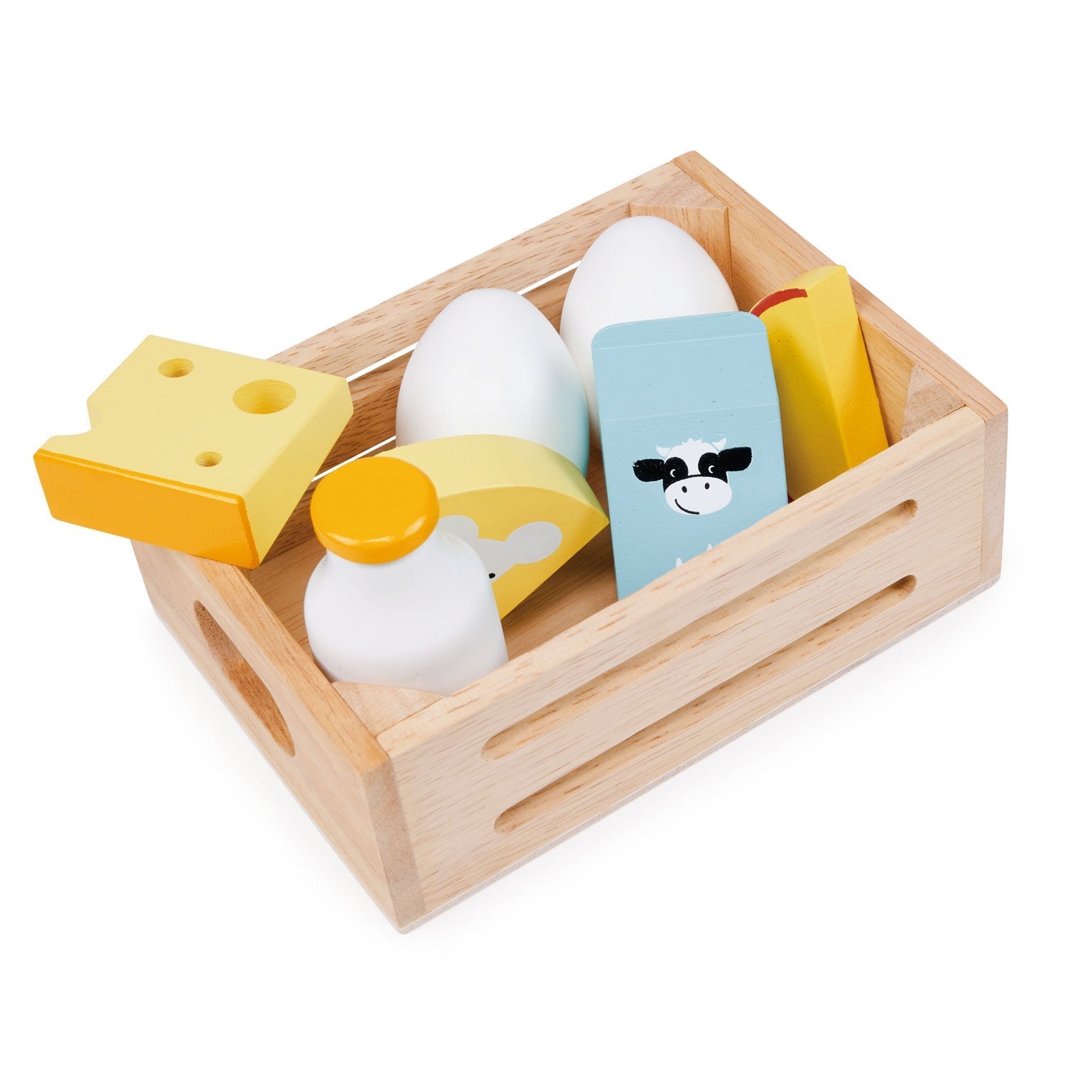 Wooden Dairy Crate Pretend Play Food Set