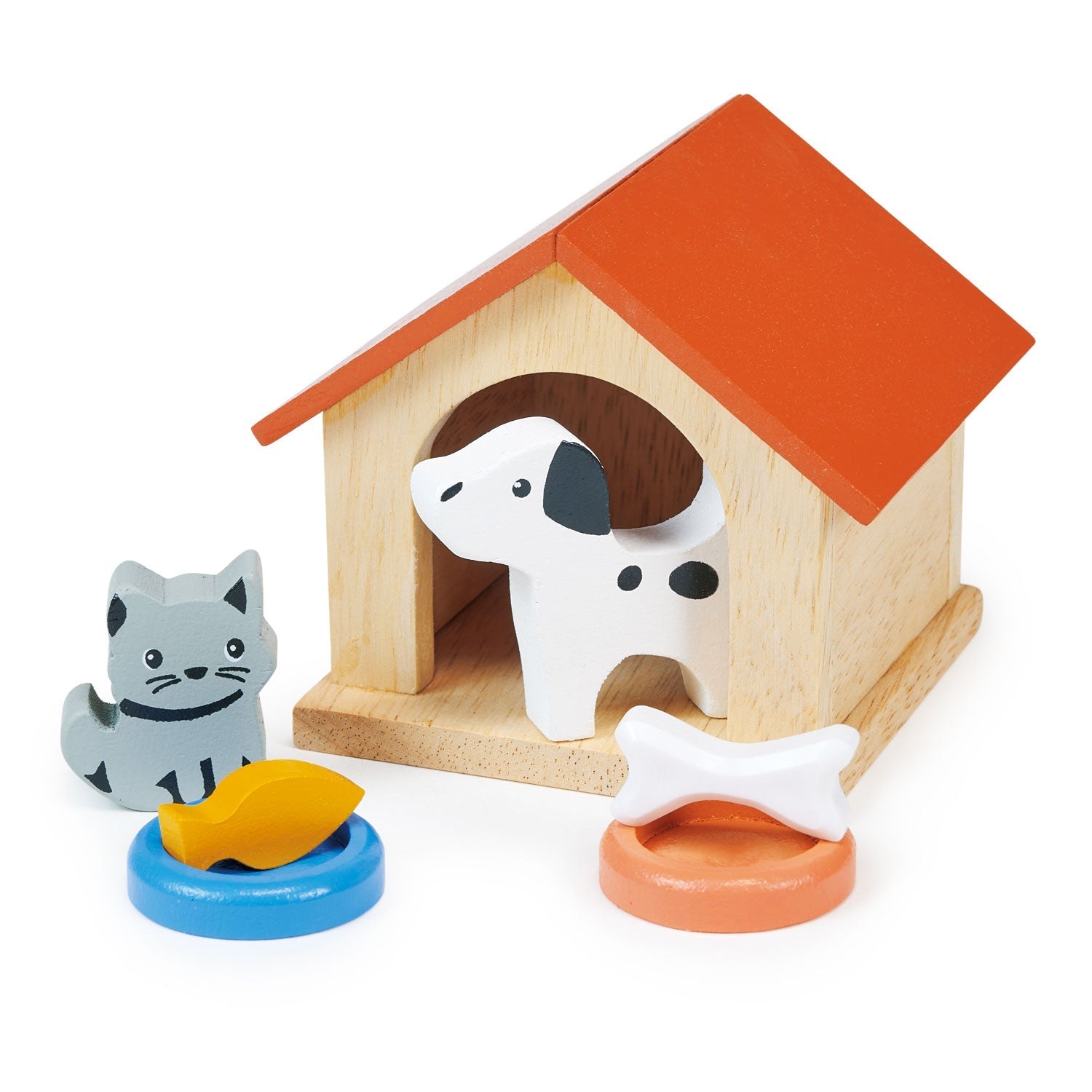 Wooden Dog and Cat Pet Set for Dollhouses