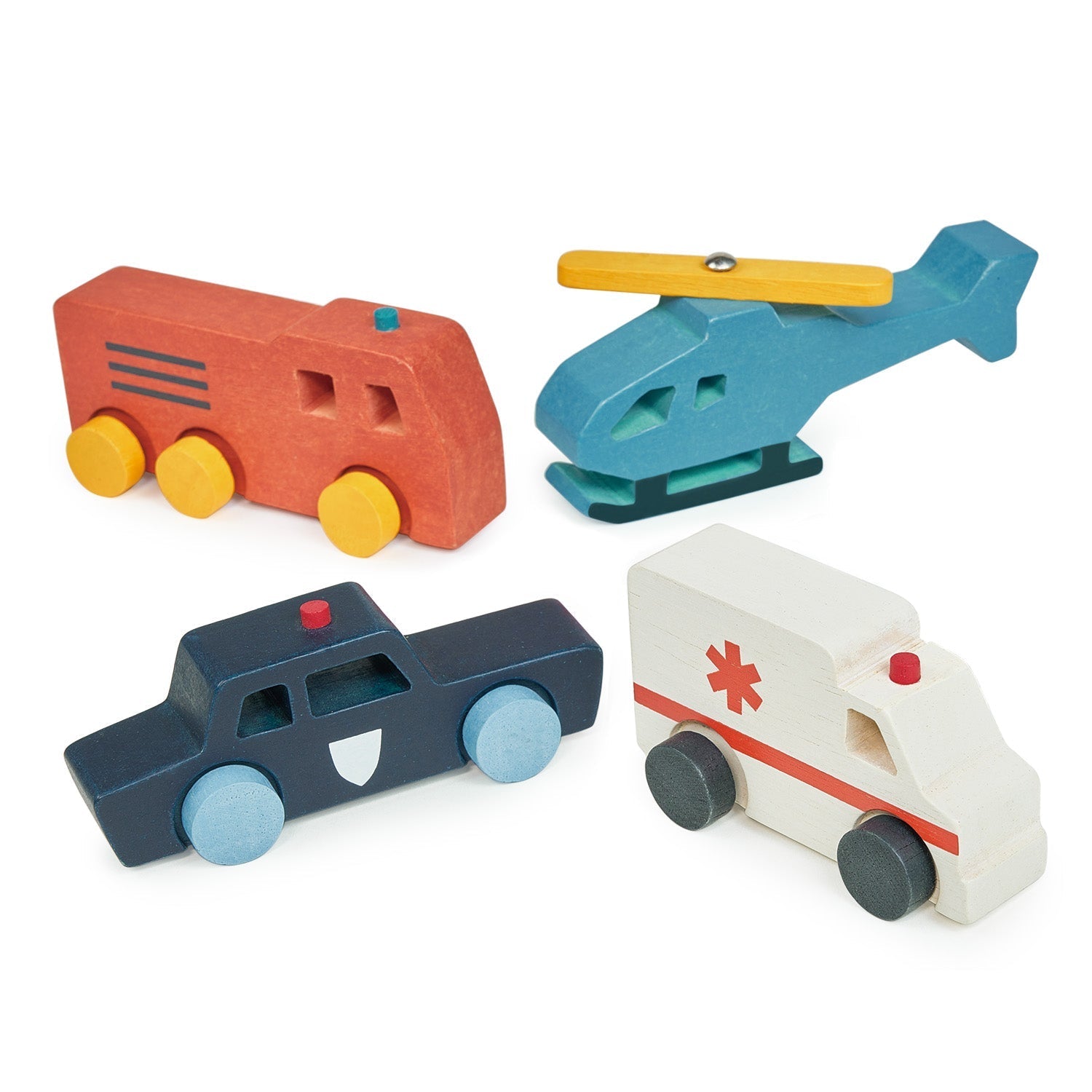 Wooden Emergency Transport Vehicle Set for Kids