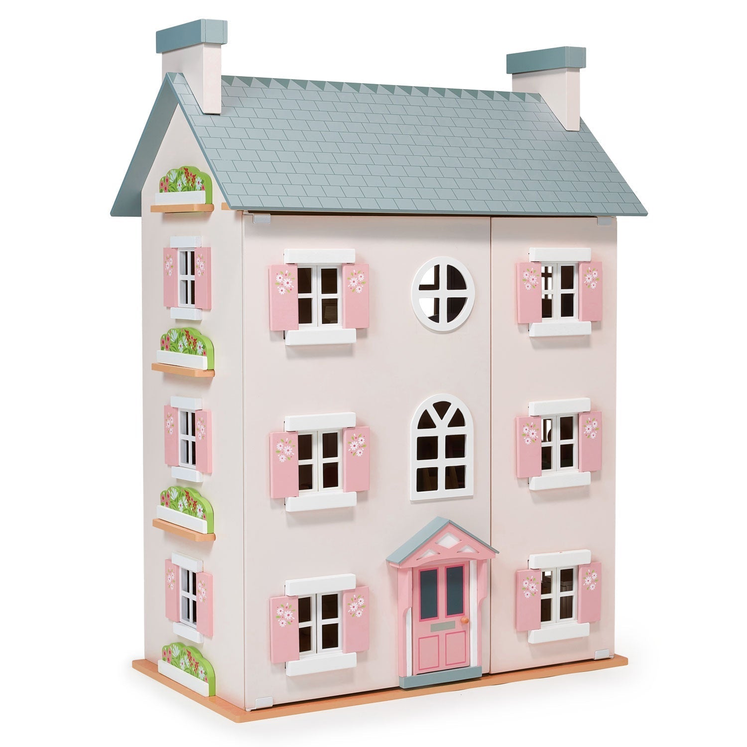 Wooden Open-Sided Dollhouse with Furniture Included
