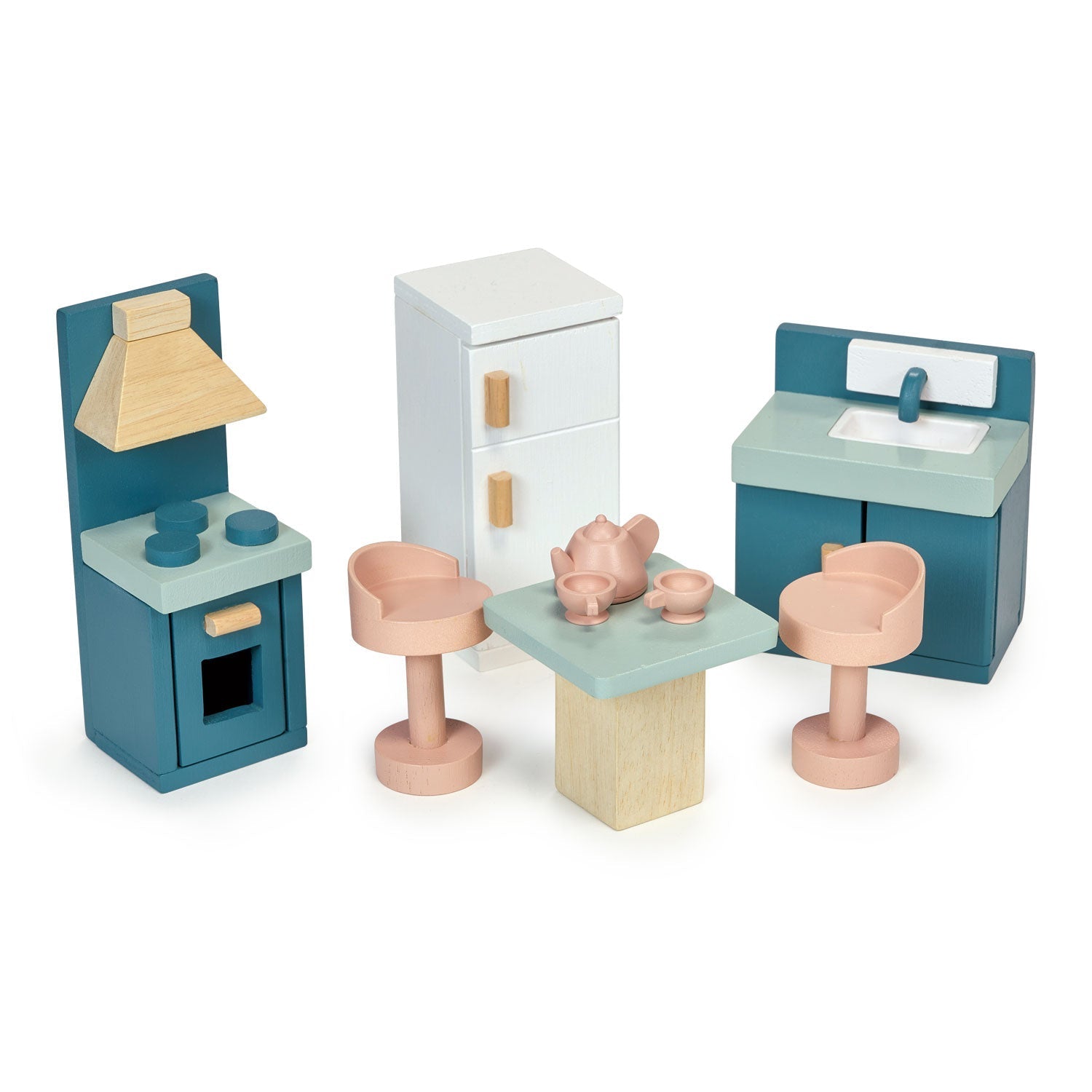 Wooden Dollhouse Kitchen Room Furniture Set
