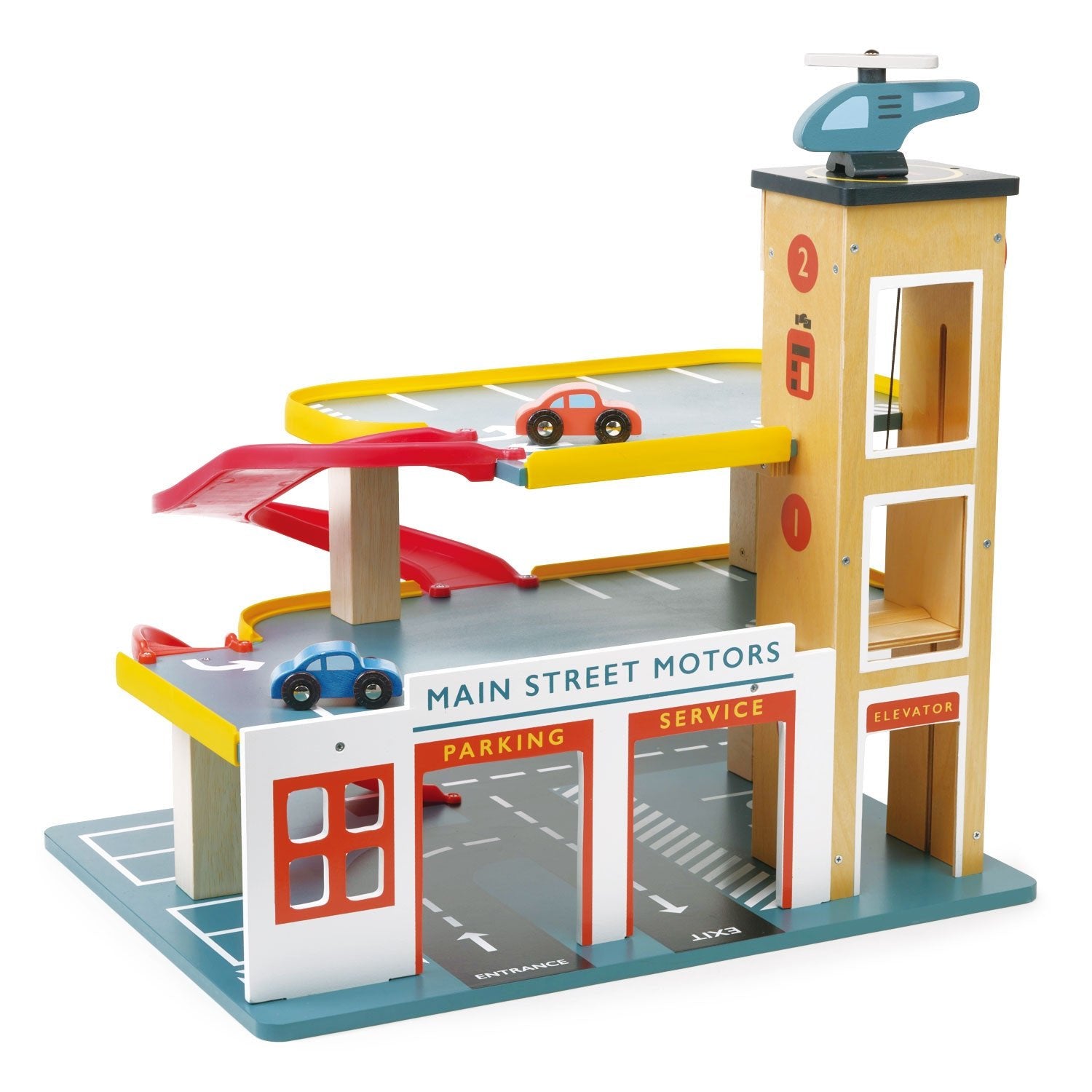 Wooden Multi-Level Car Garage Toy with Lift
