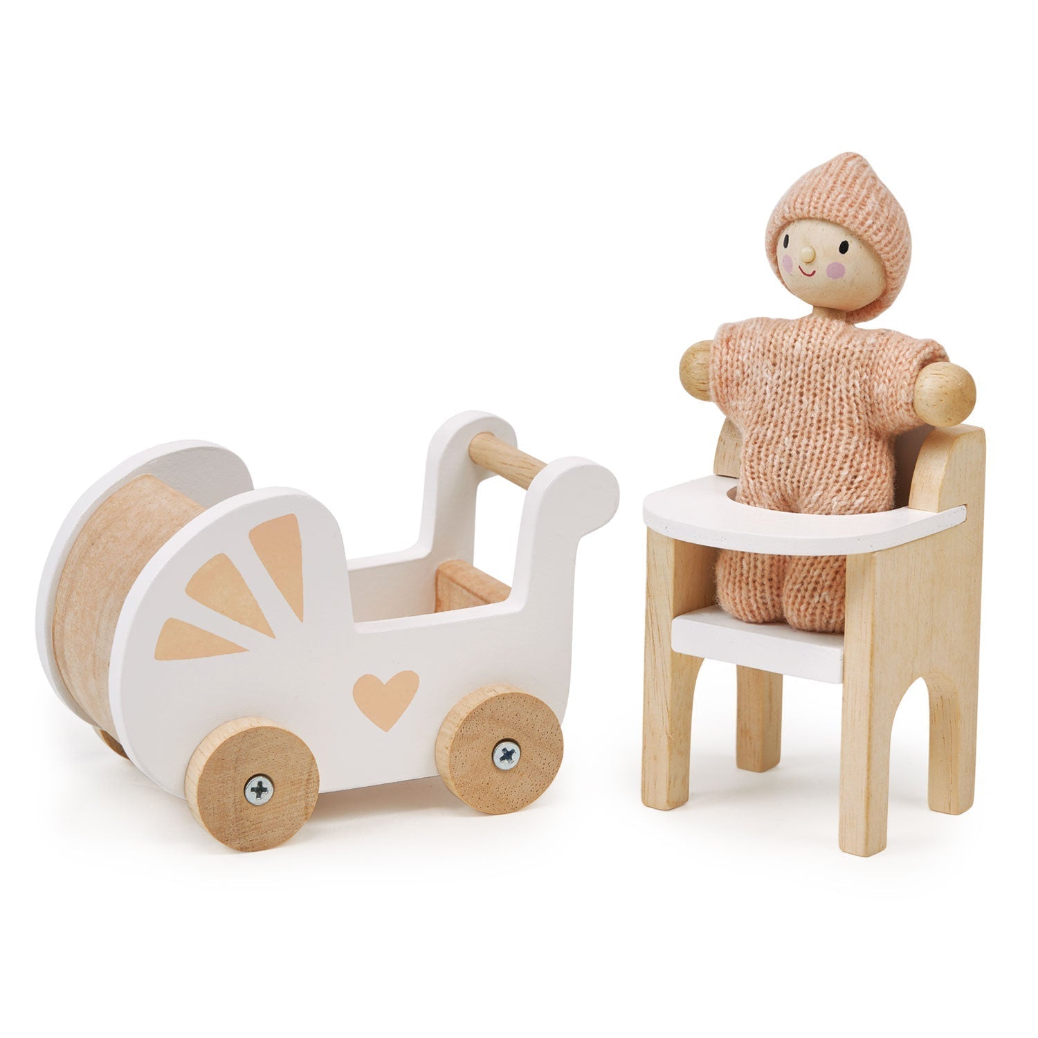Wooden Dollhouse Nursery Room Furniture Set