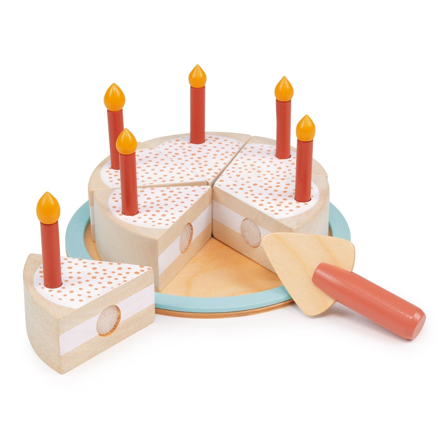 Wooden Party Cake Toy with Candles to Cut