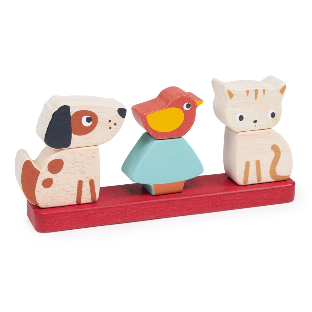 Wooden Kitten Puppy Bird Peg Stacking Toy for Babies