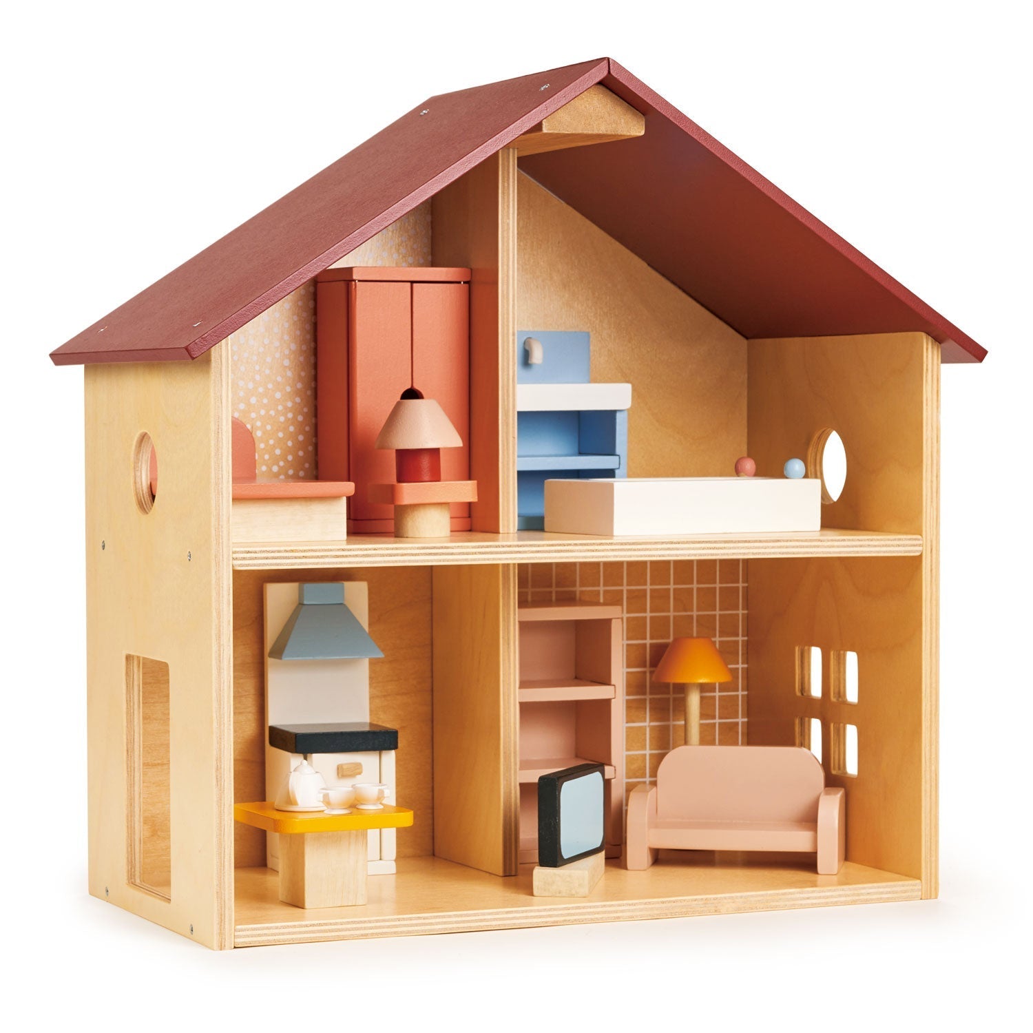 Poppets Wooden Dollhouse with Furniture Included