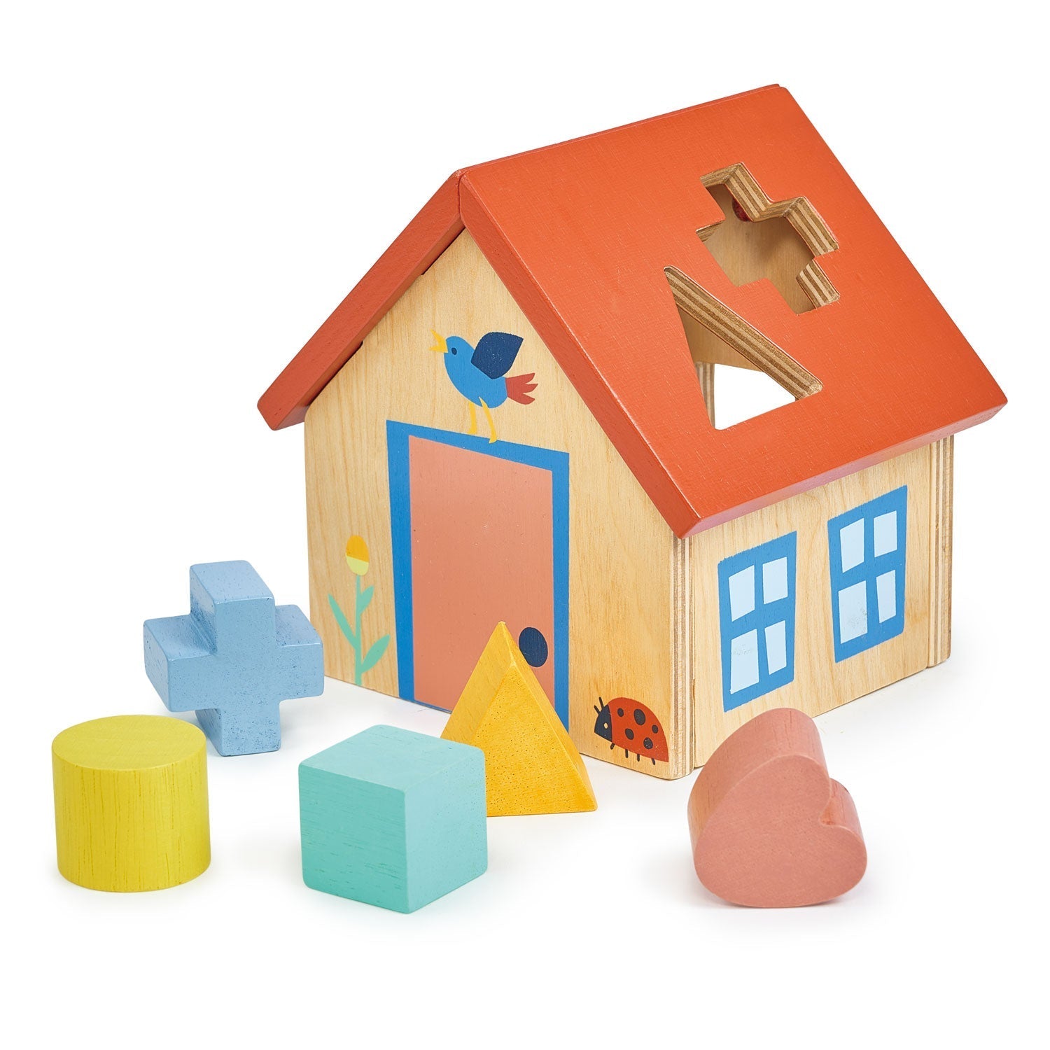 Wooden House Shape Sorter Posting Toy for Babies