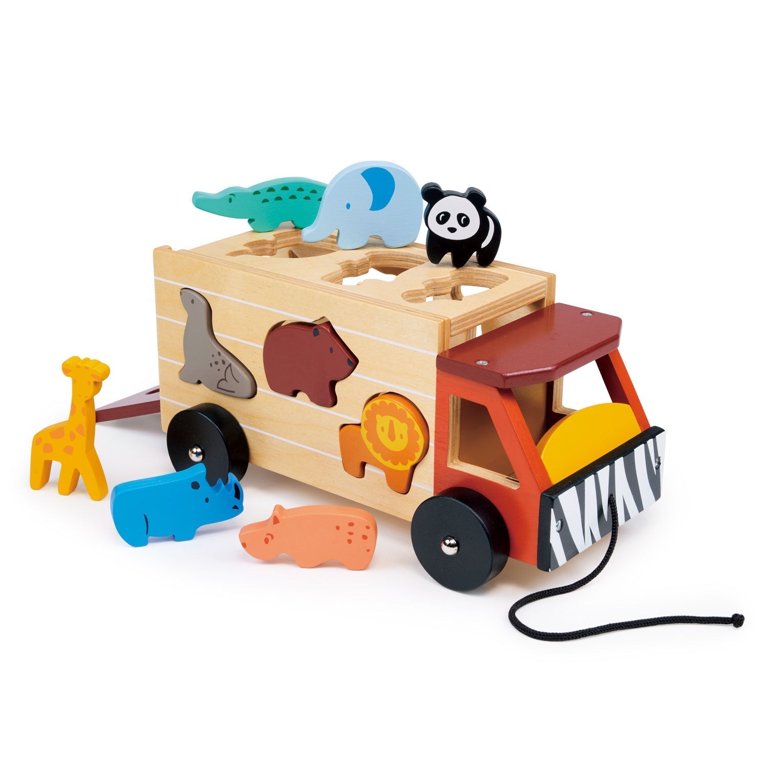 Wooden Safari Truck Shape Sorter Toy for Toddlers