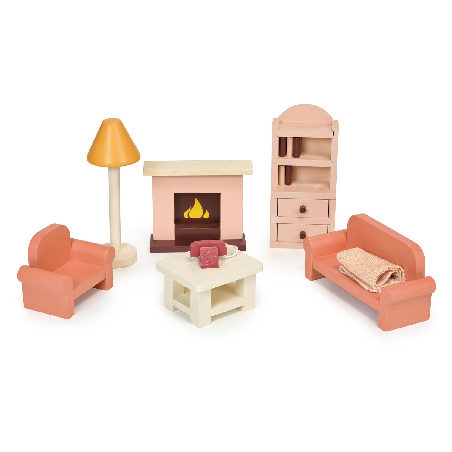 Wooden Dollhouse Sitting Room Furniture Set