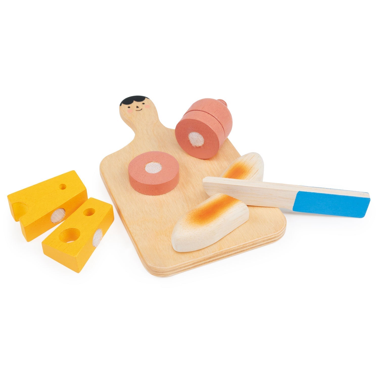 Wooden Smiley Charcuterie Chopping Board Play Set