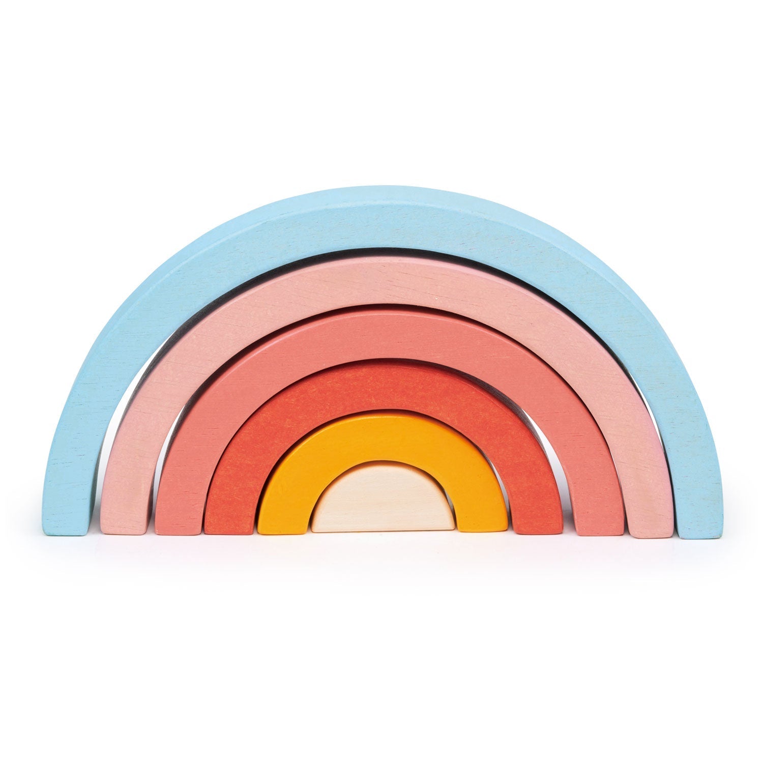 Wooden Sunset Arched Rainbow Stacking Tunnel Toy for Toddlers