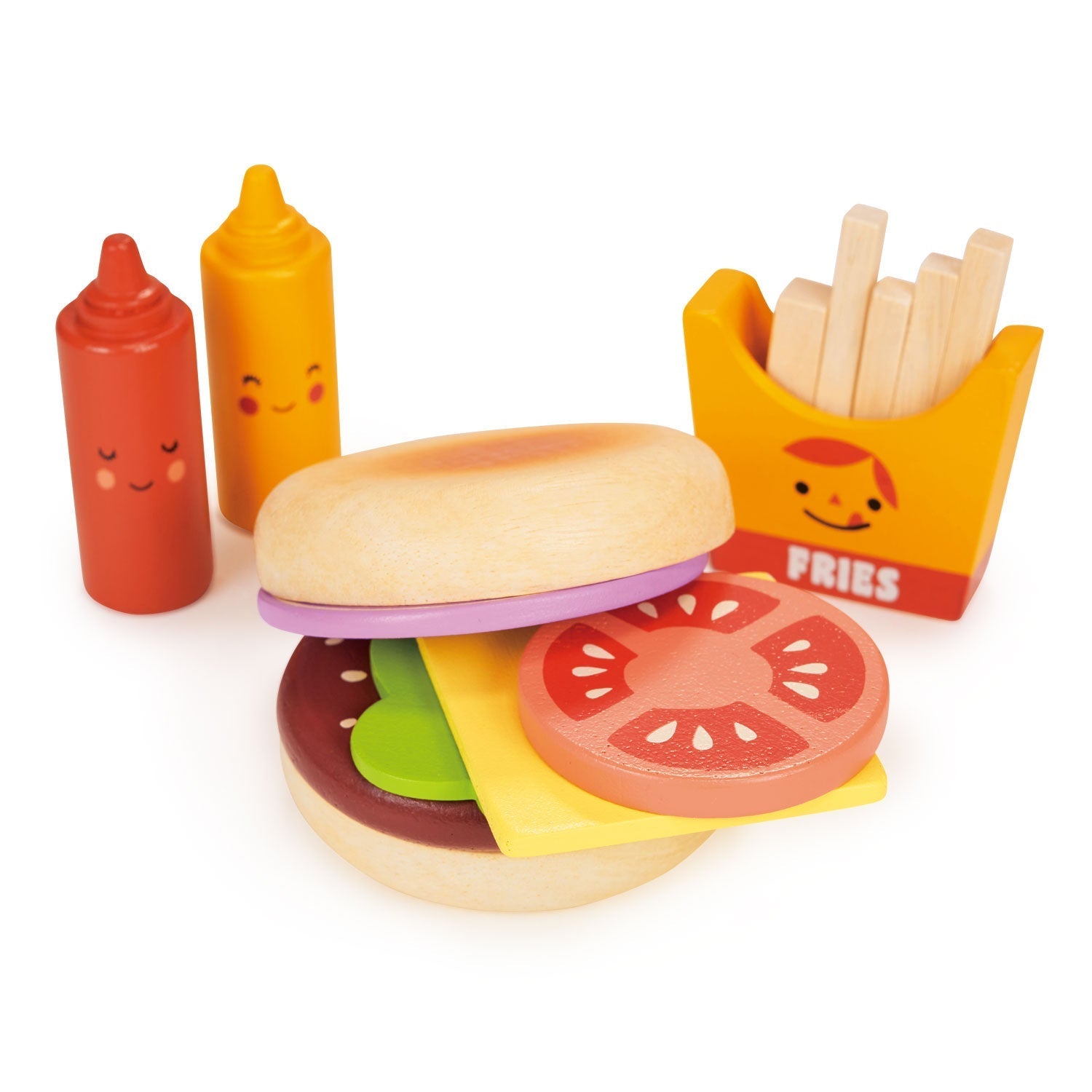 Wooden Take-Out Burger Pretend Play Food Set