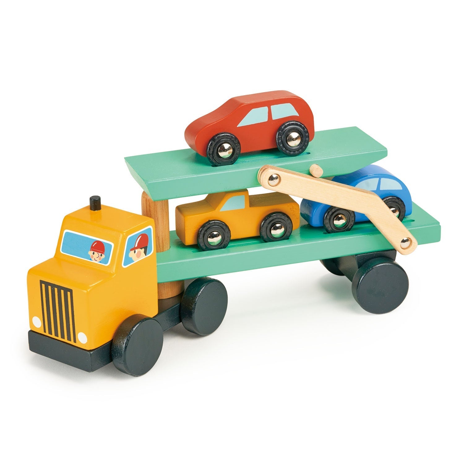 Wooden Vehicle Transporter Truck Toy with Cars