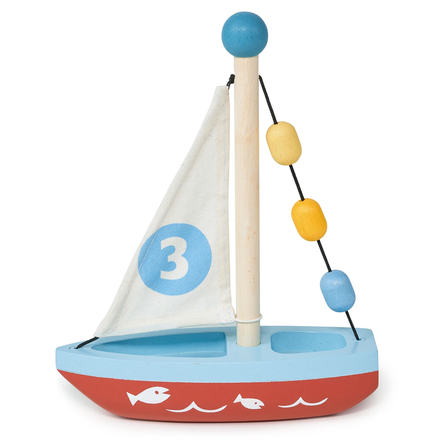 Wooden Sailing Boat Toy with Fabric Sail